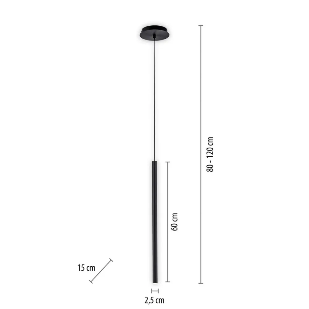 Pendellamper ^ Paul Neuhaus Flute LED-hængelampe 1 lyskilde sort
