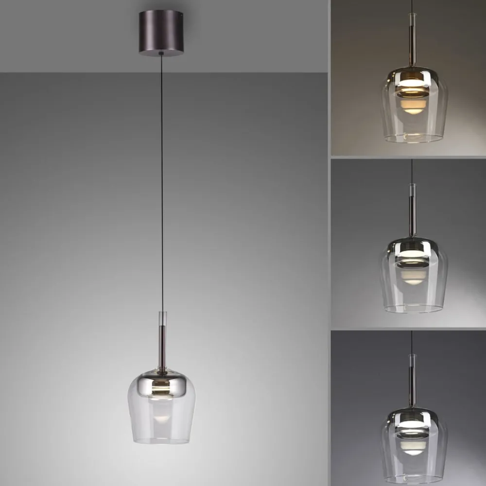 Q-Smart-Home Pendellamper > Paul Neuhaus Hængelampe Q-Kon sølvfarvet Ø 21 cm