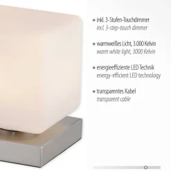 Paul Neuhaus Bordlamper > LED-bordlampe Dadoa, stål, glas, dæmpbar