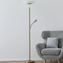 Paul Neuhaus Arbejdsrum/Kontor|Gulvlamper > LED-gulvlampe Alfred, messingfarvet, dæmpbar