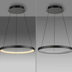 Paul Neuhaus Pendellamper|Pendellamper > LED-hængelampe Hoop, sort, Ø 57 cm, dæmpbar