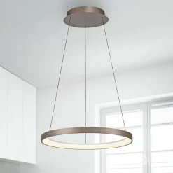 Paul Neuhaus Pendellamper|Pendellamper > LED-hængelampe Hoop, brun, Ø 57 cm, dæmpbar