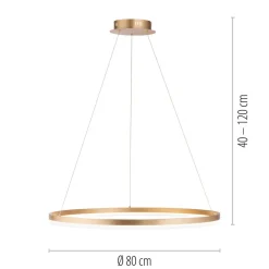 Pendellamper ^ Paul Neuhaus LED-hængelampe Titus, Ø 80 cm, messing, dæmpbar
