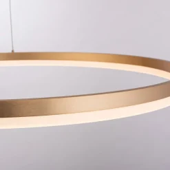 Pendellamper ^ Paul Neuhaus LED-hængelampe Titus, Ø 80 cm, messing, dæmpbar