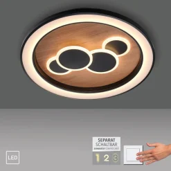 Loftlamper ^ Paul Neuhaus LED-loftlampe Eliza, olieret eg, Ø 60 cm