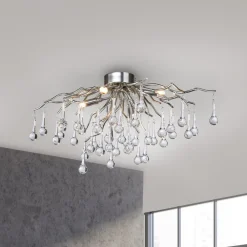 Paul Neuhaus Loftlamper|Loftlamper > loftlampe Icicle, glaspendel, 4 lyskilder, sølv