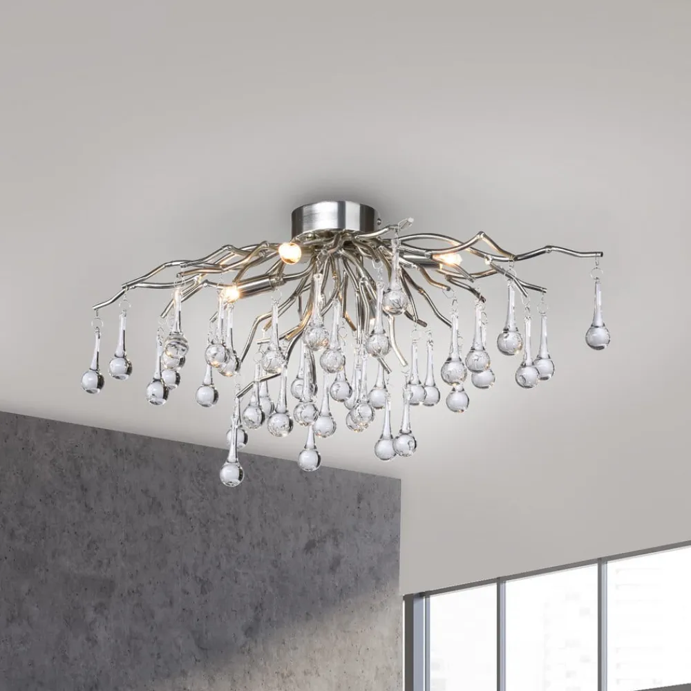 Paul Neuhaus Loftlamper|Loftlamper > loftlampe Icicle, glaspendel, 4 lyskilder, sølv
