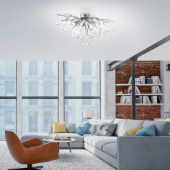 Paul Neuhaus Loftlamper|Loftlamper > loftlampe Icicle, glaspendel, 4 lyskilder, sølv