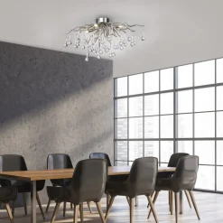 Paul Neuhaus Loftlamper|Loftlamper > loftlampe Icicle, glaspendel, 4 lyskilder, sølv
