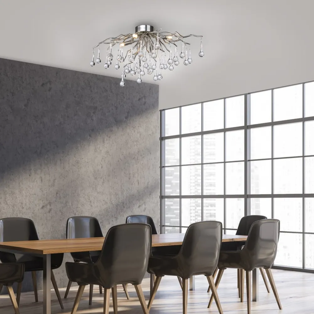 Paul Neuhaus Loftlamper|Loftlamper > loftlampe Icicle, glaspendel, 4 lyskilder, sølv