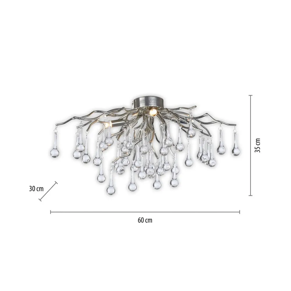 Paul Neuhaus Loftlamper|Loftlamper > loftlampe Icicle, glaspendel, 4 lyskilder, sølv