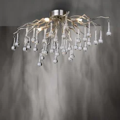 Paul Neuhaus Loftlamper|Loftlamper > loftlampe Icicle, glaspendel, 4 lyskilder, sølv
