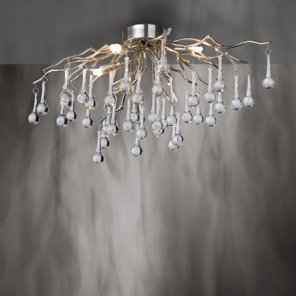 Paul Neuhaus Loftlamper|Loftlamper > loftlampe Icicle, glaspendel, 4 lyskilder, sølv
