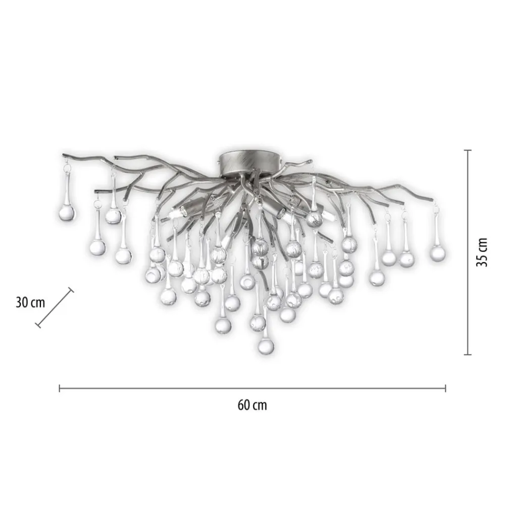 Paul Neuhaus Loftlamper|Loftlamper > loftlampe Icicle, glaspendel, 4 lyskilder, sølv