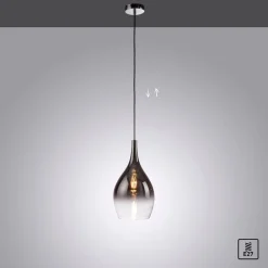 Paul Neuhaus Pendellamper > Pilua hængelampe, røggrå, glas, Ø 20 cm, E27