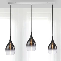 Pendellamper ^ Paul Neuhaus Pilua hængelampe, røg, glas, 100 cm, 3 lyskilder.
