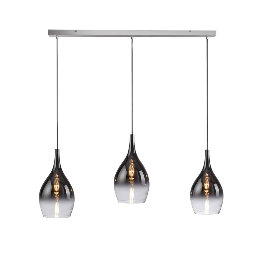 Pendellamper ^ Paul Neuhaus Pilua hængelampe, røg, glas, 100 cm, 3 lyskilder.