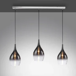 Pendellamper ^ Paul Neuhaus Pilua hængelampe, røg, glas, 100 cm, 3 lyskilder.