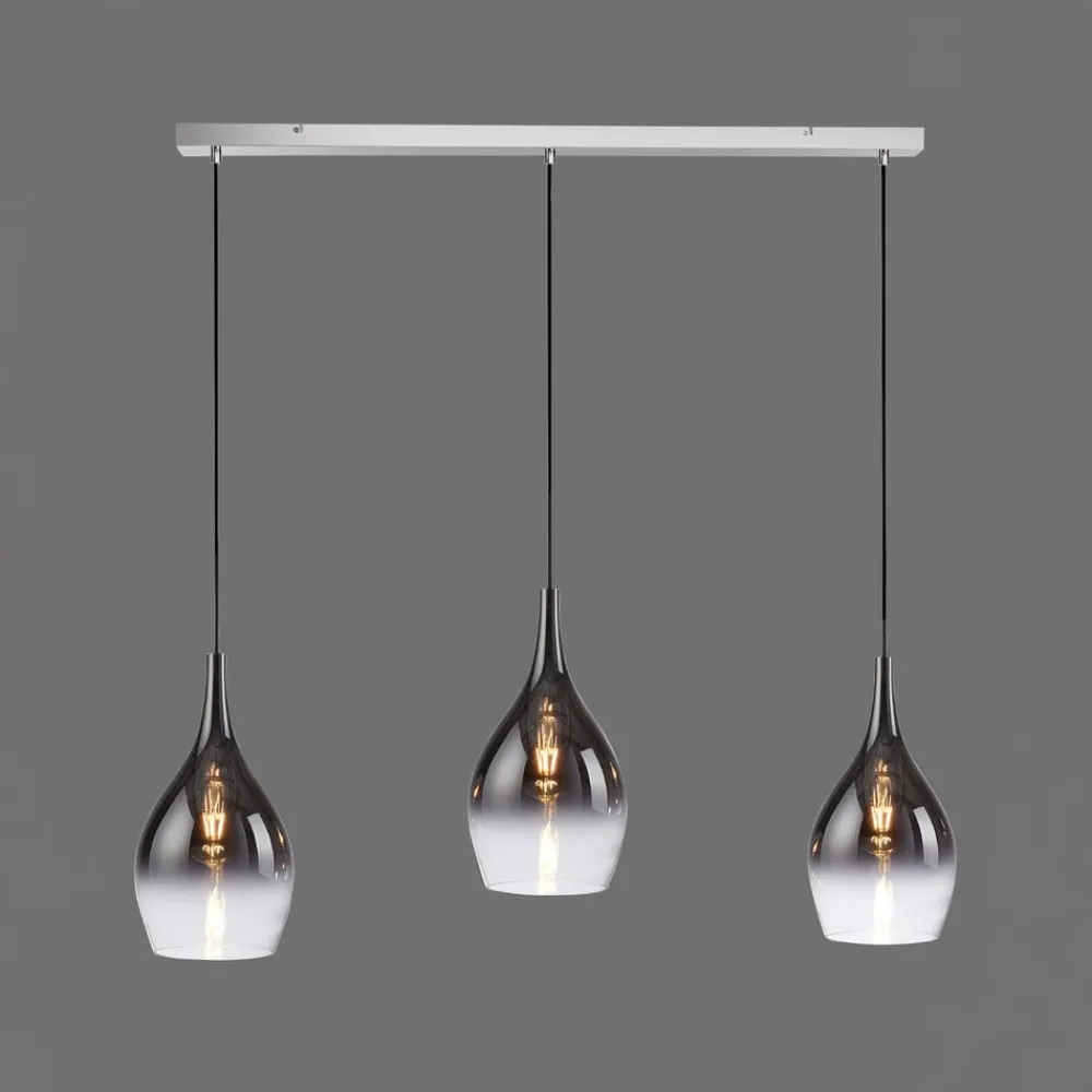 Pendellamper ^ Paul Neuhaus Pilua hængelampe, røg, glas, 100 cm, 3 lyskilder.