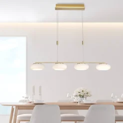 Q-Smart-Home Pendellamper > Paul Neuhaus Q-ETIENNE LED-hængelampe 4 lk messing