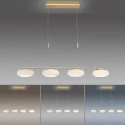 Q-Smart-Home Pendellamper > Paul Neuhaus Q-ETIENNE LED-hængelampe 4 lk messing