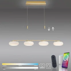 Q-Smart-Home Pendellamper > Paul Neuhaus Q-ETIENNE LED-hængelampe 4 lk messing