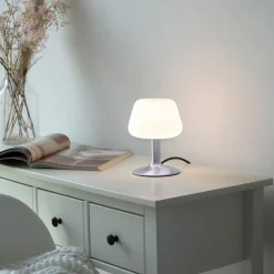 Paul Neuhaus Bordlamper > Till bordlampe, stålfarvet, glas, dæmpbar