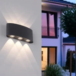 Terrassebelysning|Væglamper ^ Paul Neuhaus udendørs LED-væglampe Carlo, 17 cm, sort
