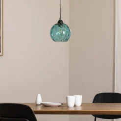 Opviq Pendellamper > Pendellampe Benek, blå, glas, Ø 20 cm, E27