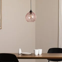 Opviq Pendellamper > Pendellampe Benek, pink, glas, Ø 20 cm, E27