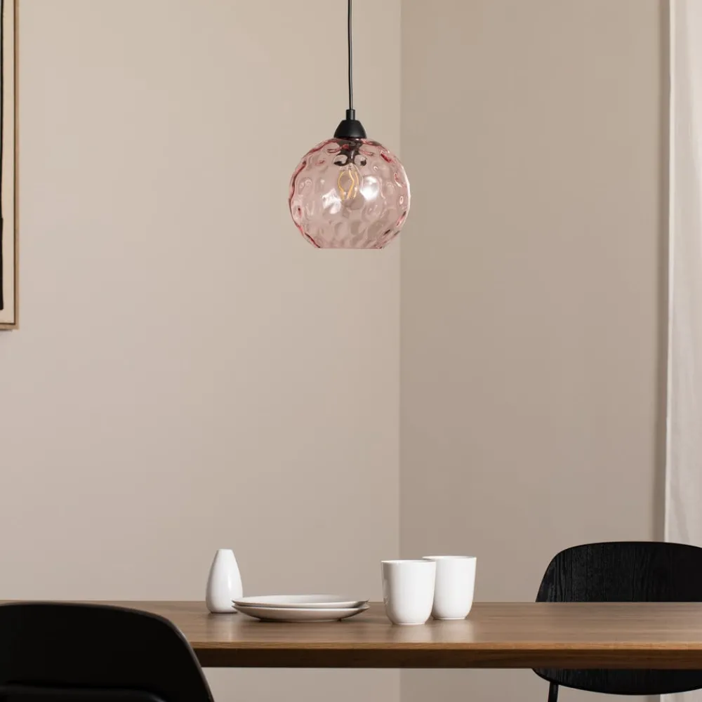 Opviq Pendellamper > Pendellampe Benek, pink, glas, Ø 20 cm, E27