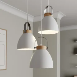 Lamkur Pendellamper > Pendellampe Bergen, 3 lyskilder, rund, hvid