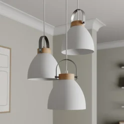 Lamkur Pendellamper > Pendellampe Bergen, 3 lyskilder, rund, hvid