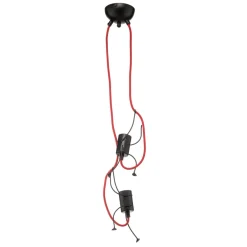 EMIBIG LIGHTING Pendellamper > Pendellampe Bobi 2 i sort, kabel rød, 2 lyskilder.