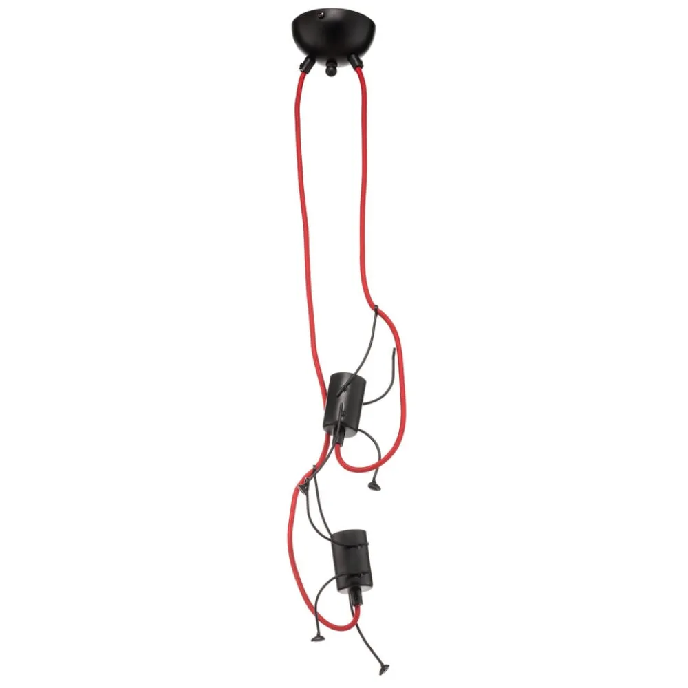 EMIBIG LIGHTING Pendellamper > Pendellampe Bobi 2 i sort, kabel rød, 2 lyskilder.