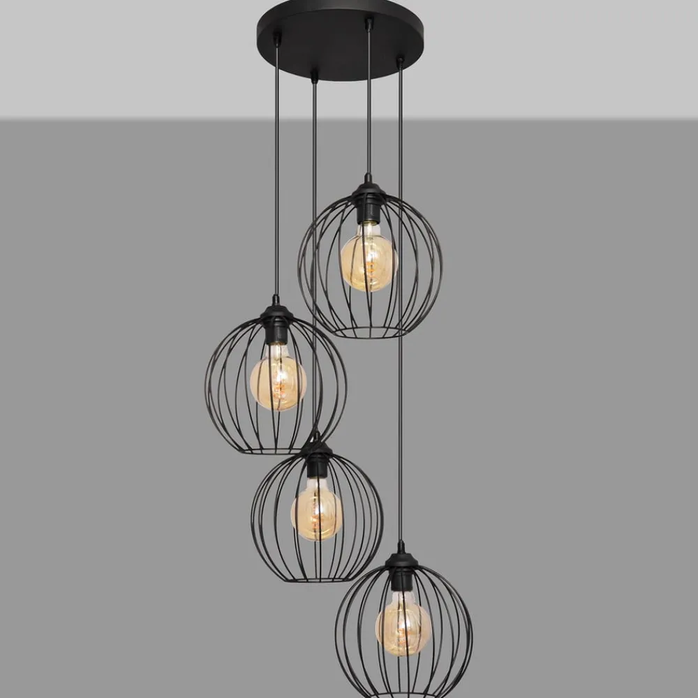 HELAM Pendellamper|Pendellamper > Pendellampe Cumera i sort, 4 lyskilder, rund
