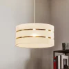 Pendellamper|Pendellamper ^ HELAM Pendellampe Helen tekstilskærm hvid-guld Ø 40 cm