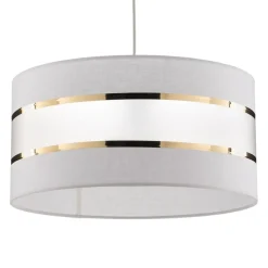 Pendellamper|Pendellamper ^ HELAM Pendellampe Helen tekstilskærm hvid-guld Ø 40 cm