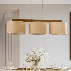 Pendellamper|Pendellamper ^ TK Lighting Pendellampe Juta, 3 lyskilder, bjælkeformet