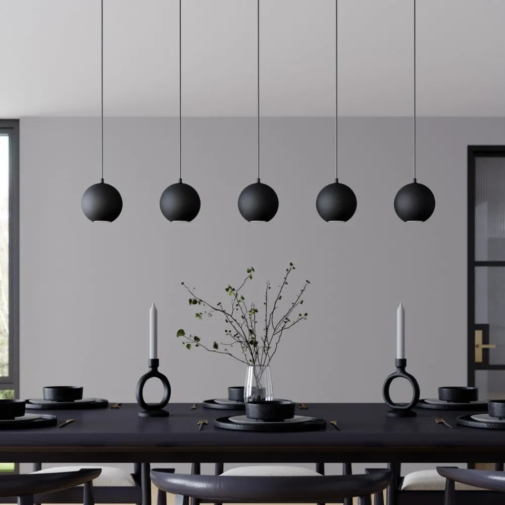 Pendellamper|Pendellamper ^ HELAM Pendellampe Midnight helt i sort 5 lyskilder