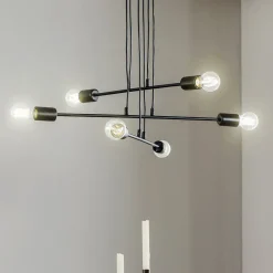 Pendellamper ^ EMIBIG LIGHTING Pendellampe Multipo 6, 6 lyskilder i sort