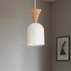 Lamkur Pendellamper > Pendellampe Nolan, Ø 11 cm, hvid/eg, metal/træ