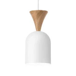 Lamkur Pendellamper > Pendellampe Nolan, Ø 11 cm, hvid/eg, metal/træ