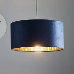 Maco Design Pendellamper > Pendellampe Salina silke stof blå/guld Ø 50cm