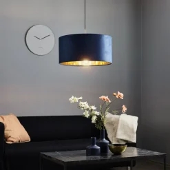 Maco Design Pendellamper > Pendellampe Salina silke stof blå/guld Ø 50cm