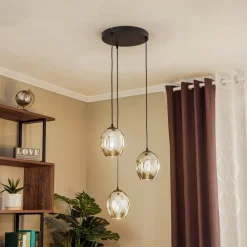EMIBIG LIGHTING Pendellamper > Pendellampe Starla, glas grafit, 3 lyskilder rund