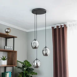 EMIBIG LIGHTING Pendellamper > Pendellampe Starla, glas grafit, 3 lyskilder rund