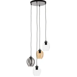 Pendellamper|Pendellamper ^ EMIBIG LIGHTING Pendellampe Starla rund 4 lyskilder grafit/amber/klar
