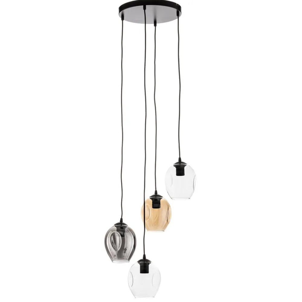 Pendellamper|Pendellamper ^ EMIBIG LIGHTING Pendellampe Starla rund 4 lyskilder grafit/amber/klar