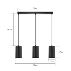 TEMAR LIGHTING Pendellamper > Pendellampe ZW Tube 170, 3 lyskilder, sort